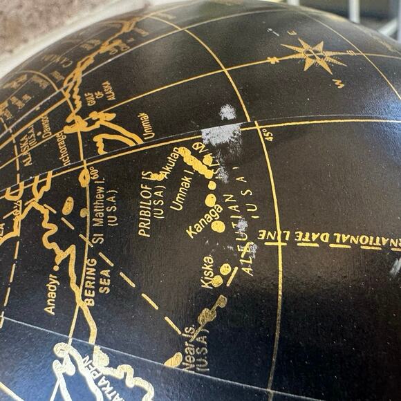 Vintage Style Decorative Globe Black Gold Unisex 16in Mid Century Boho - Picture 5 of 5